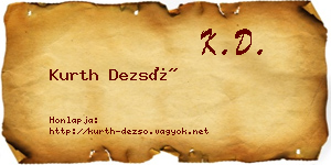 Kurth Dezső névjegykártya